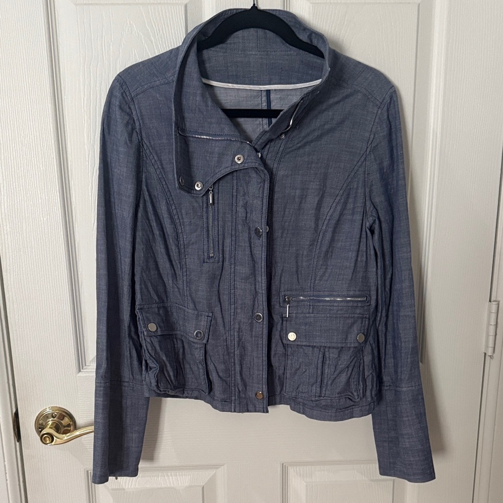 White House Black Market Denim Jean Jacket fits like medium